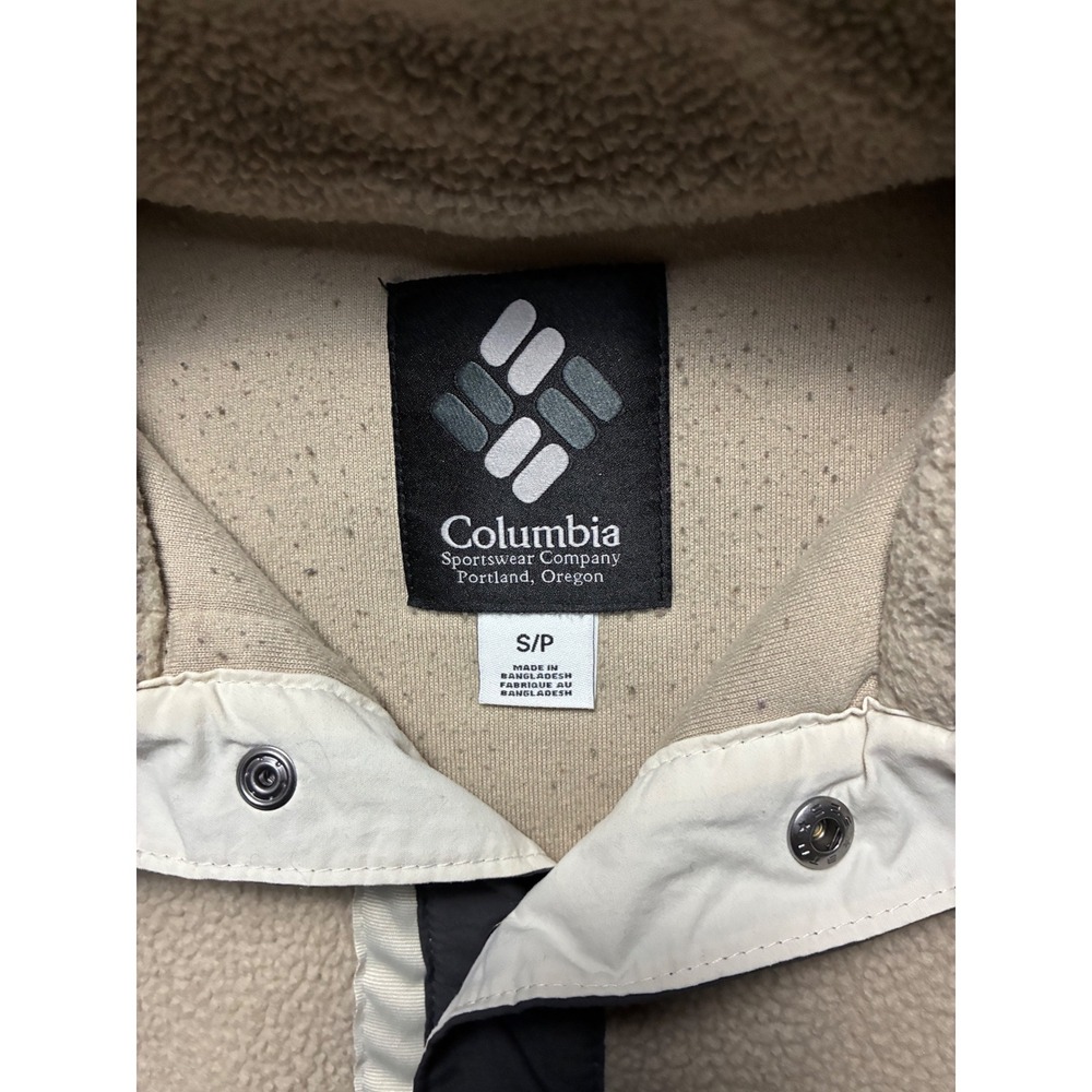 Columbia Mens Fleece Pullover Snap Neck Sherpa Oatmeal Beige Small S/P - Picture 5 of 6
